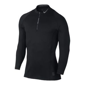 Men Nike Pro Hyperwarm Mock-Neck Shirt Size Large Black